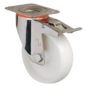 Нейлоновое поворотное колесо с тормозом из нержавеющей стали EM01 ZKZ 125F INOX